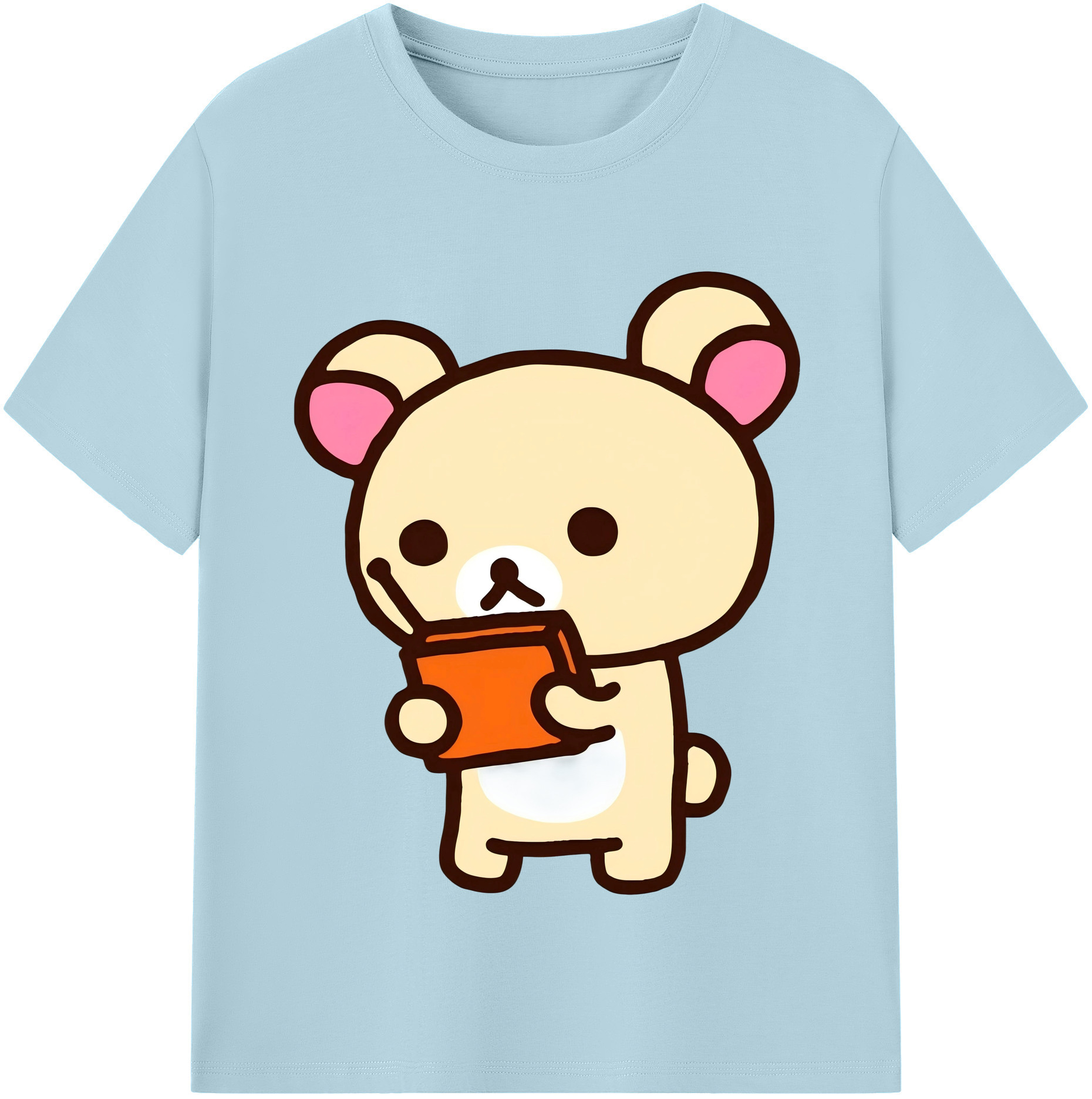 （画像用） リラックマ リラックマ キイロイトリ Rilakkuma Korilakkuma Kiiroitori 綿100％半袖Tシャツ（フロントプリント）